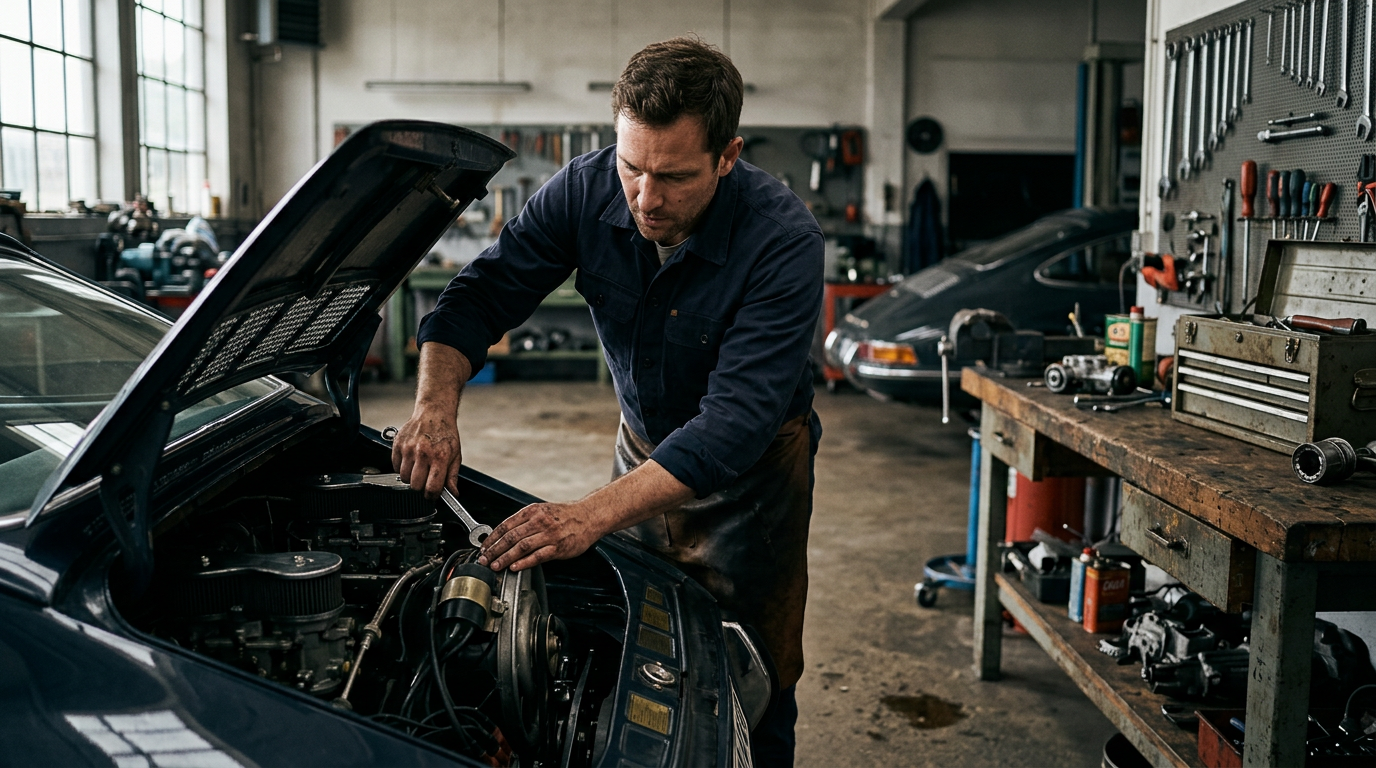 Mehanik pri delu v avtoservisu H-TEK